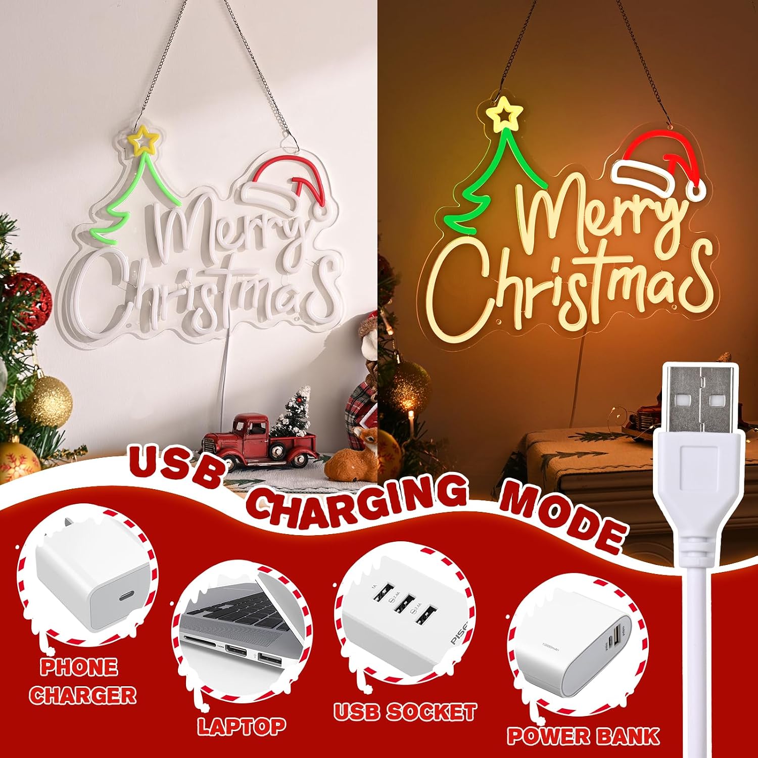 Merry Christmas Neon Sign USB  - đánh giá và giá Neon Sign Party