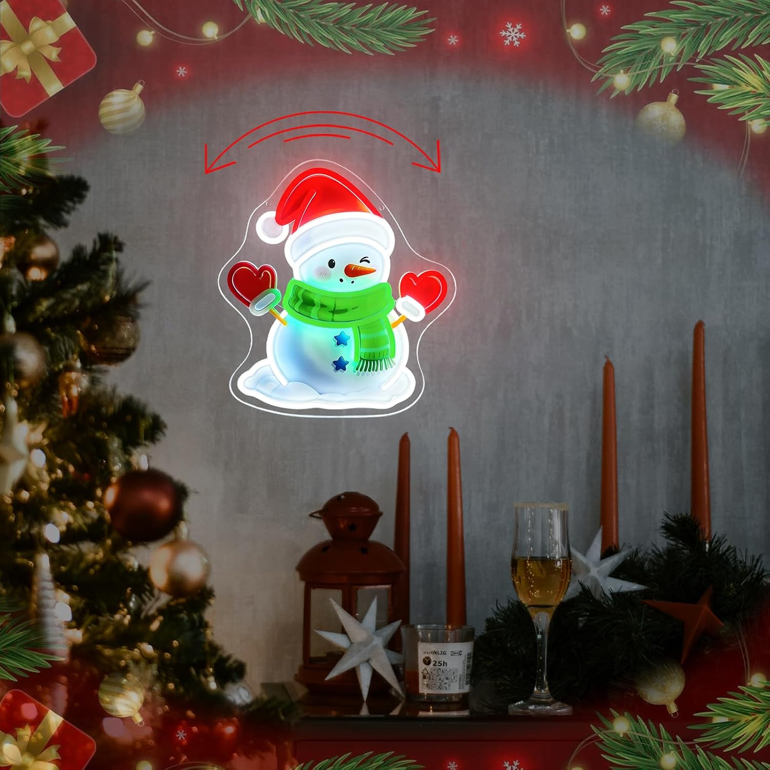 Waving Christmas Snowman LED N - đánh giá và giá Neon Sign Party