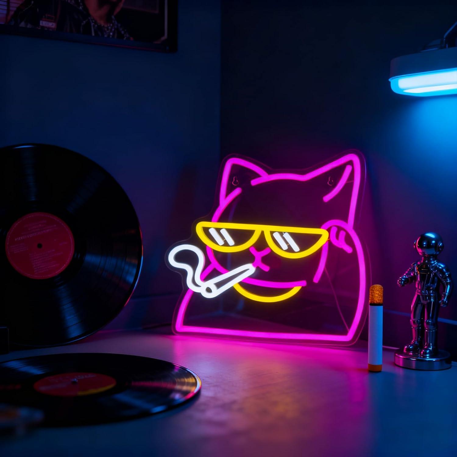 Smoking Cat Neon Sign USB Powe - đánh giá và giá Neon Sign Party