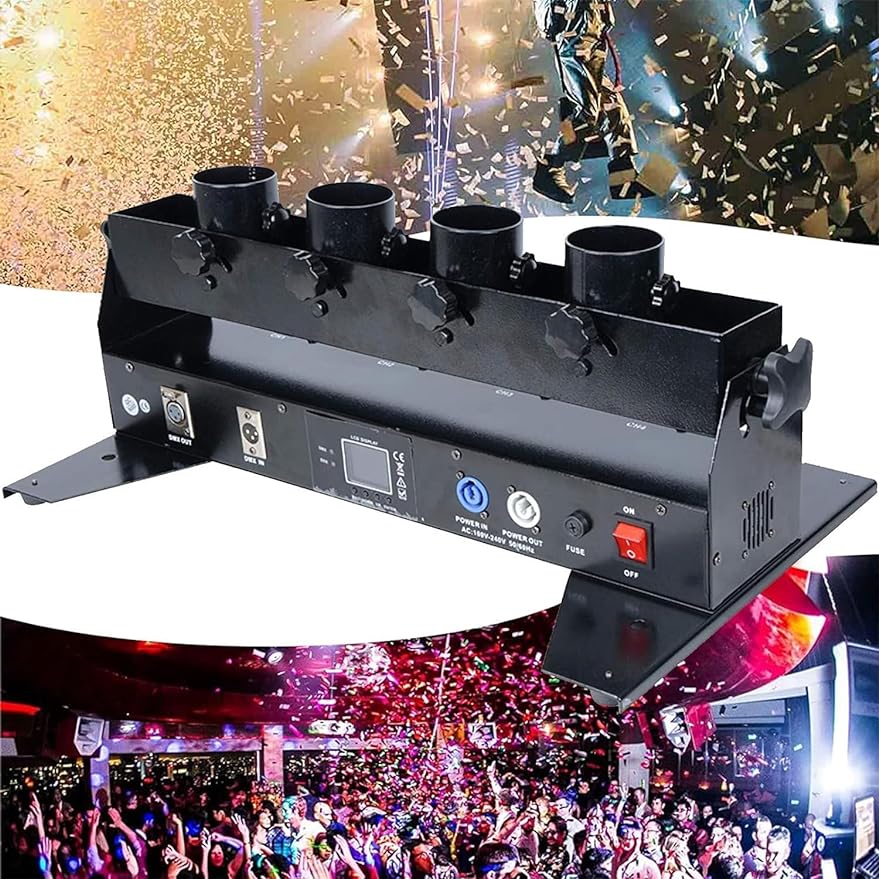 4 Tubes Confetti Machine DMX R - đánh giá và giá Confetti Cannon Tube